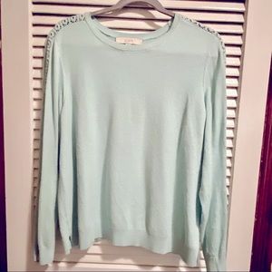 LOFT Knit Top; Crochet Insert Sleeves Sz L (USED)